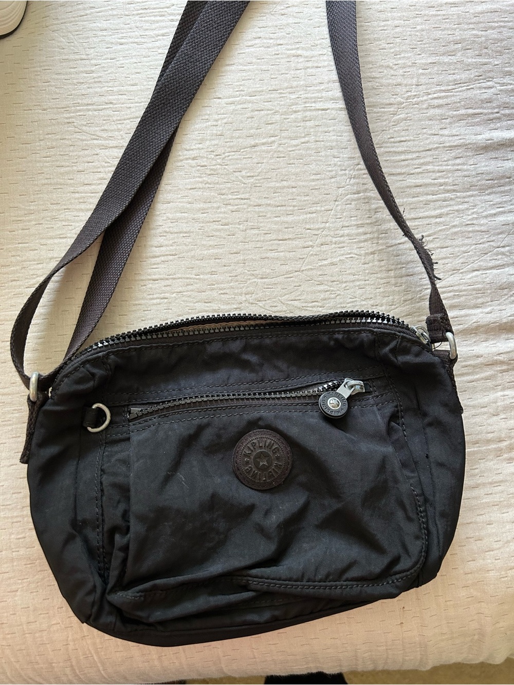 Kipling Black Nylon Crossbody Pouch